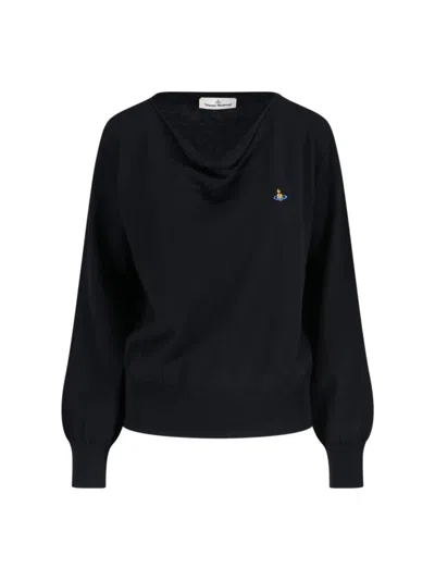 Vivienne Westwood Black Cotton And Cashmere Orb Sweater