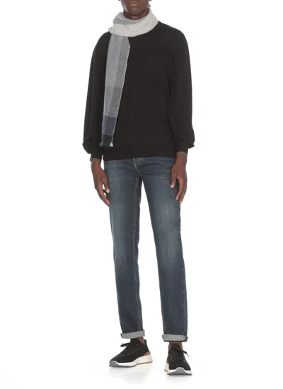 Brunello Cucinelli Check Print Wool And Cashmere Blend Scarf
