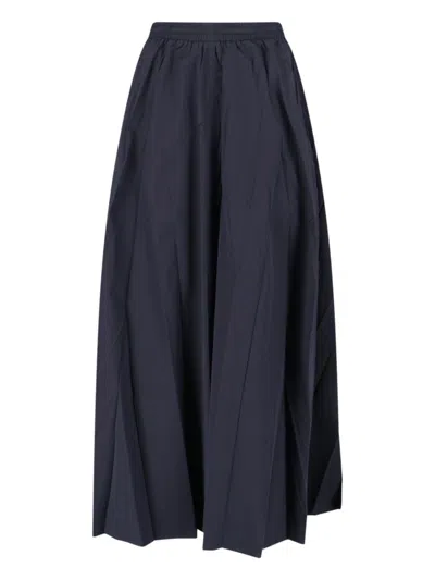 Balenciaga Elastic Waistband Midi Length Pleated Skirts In Blue