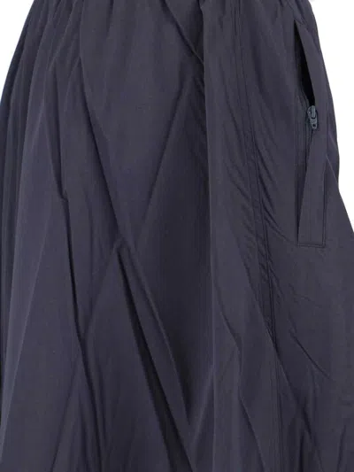Balenciaga Elastic Waistband Midi Length Pleated Skirts In Blue