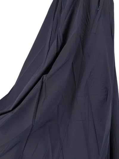 Balenciaga Elastic Waistband Midi Length Pleated Skirts In Blue