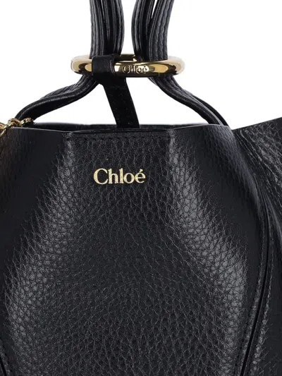 Chloé Structured Pebbled Shoulder Bag With Gold-tone Charm
