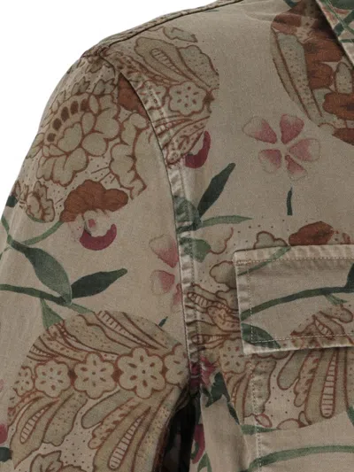 Our Legacy Floral Patterned Brown Jacket With Classic Collar In Multi