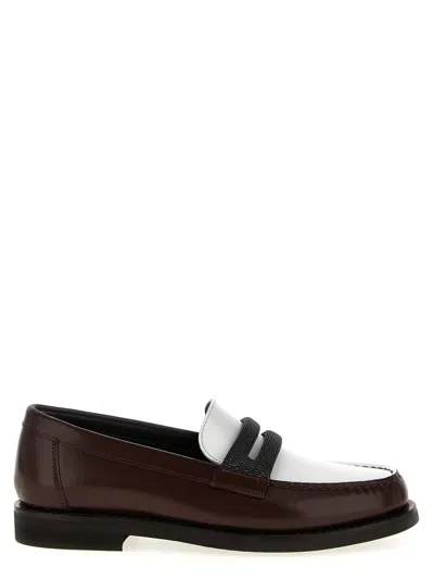 Brunello Cucinelli Brown Loafers With Monile Detail And Chain