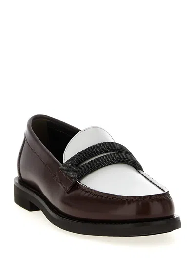 Brunello Cucinelli Brown Loafers With Monile Detail And Chain