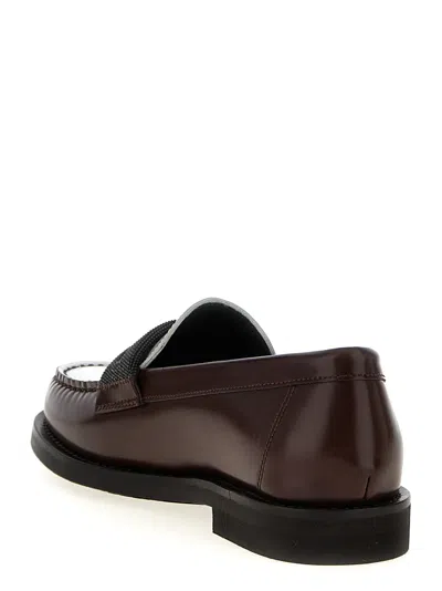 Brunello Cucinelli Brown Loafers With Monile Detail And Chain