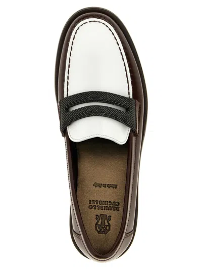 Brunello Cucinelli Brown Loafers With Monile Detail And Chain