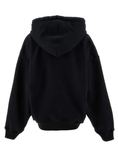 Off-white Stamped Drawstring Hoodie With Kangaroo Pocket In Black