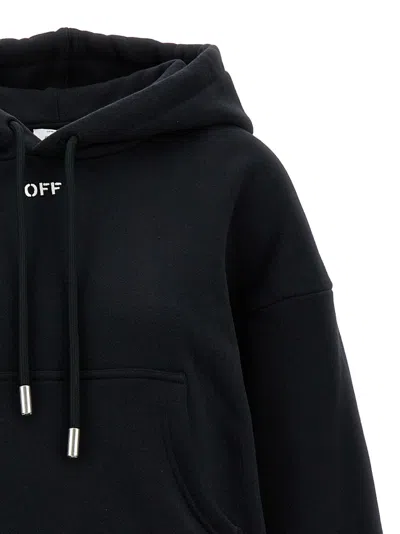 Off-white Stamped Drawstring Hoodie With Kangaroo Pocket In Black