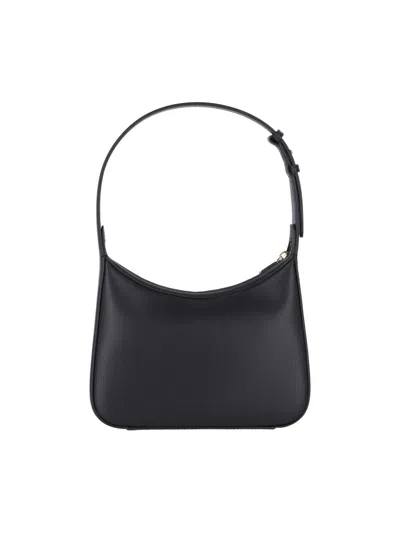 Dolce & Gabbana Curved Black Bag With Gold Logo Accents In Black
