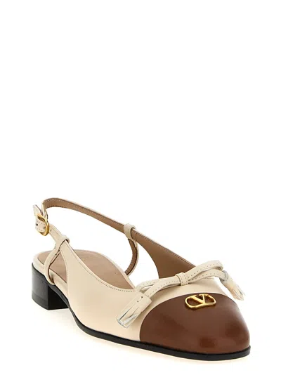 Valentino Valet Du Roi Leather Slingback Ballerina Flat In Nude