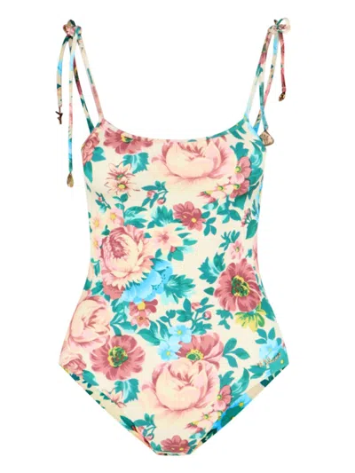 Chloé Floral Print One-piece Swimsuit With Adjustable Straps
