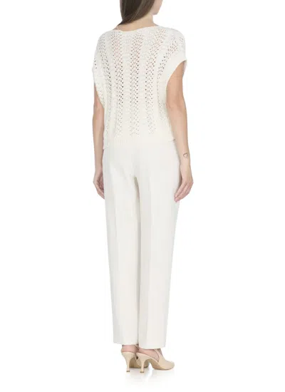 Antonelli Paillette-embellished Ivory Sweater With Wide Neckline