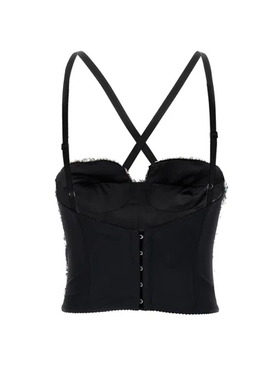 Dolce & Gabbana Sequin Embellished Fitted Crop Top In Blue