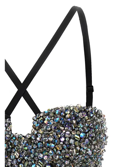 Dolce & Gabbana Sequin Embellished Fitted Crop Top In Blue