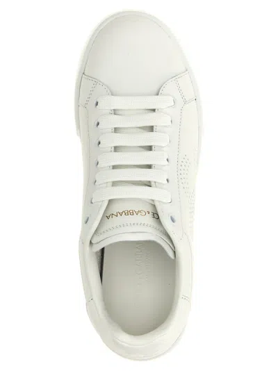 Dolce & Gabbana Women Portofino Low-top Leather Sneakers With Lateral Monogram