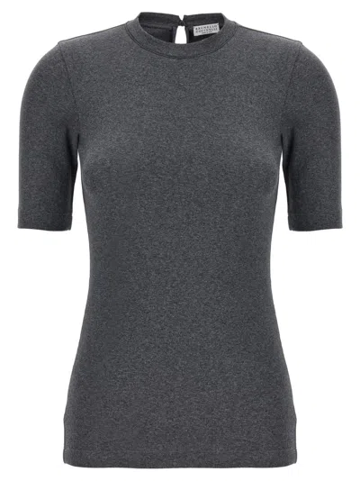 Brunello Cucinelli Monile Ribbed T-shirt In Gray