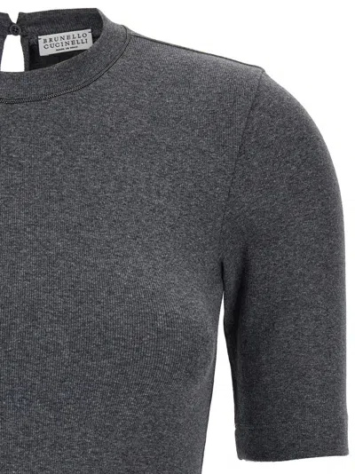Brunello Cucinelli Monile Ribbed T-shirt In Gray