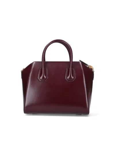 Givenchy Antigona Small Structured Handbag In Bordeaux Calfskin