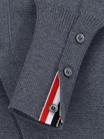 Thom Browne V-neck Grey Virgin Wool Cardigan In Gray