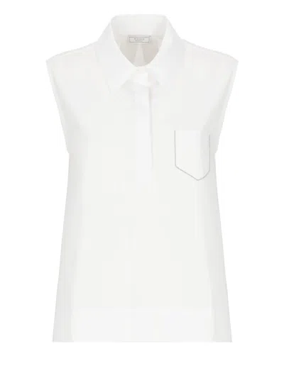 Peserico Sleek Trapezoid Polo Shirt With Masculine Collar In White