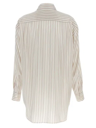 Etro Multicolor Logo Embroidery Striped Shirt In Brown