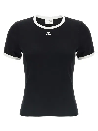 Courrèges Courreges Women Signature Contrast T-shirt In Black