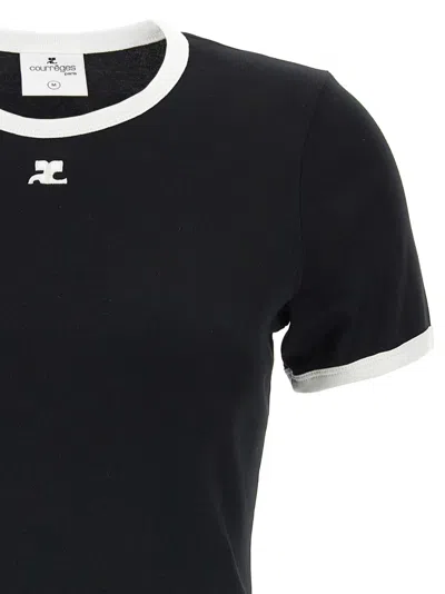 Courrèges Courreges Women Signature Contrast T-shirt In Black