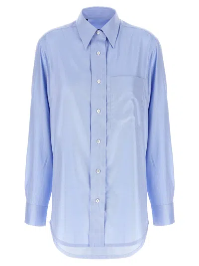 Brioni Light Blue Sea Island Cotton Shirt In Blue