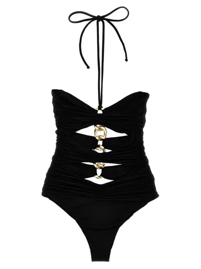 Elisabetta Franchi Chain Detail One-piece Swimsuit With Cut-out Accents In Black