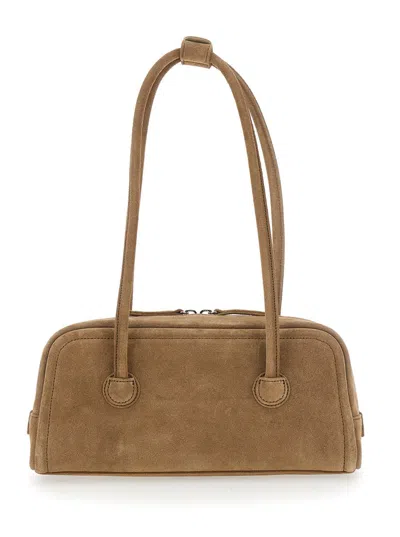Margesherwood Soft Textured Baguette Bag With Elongated Silhouette In Brown