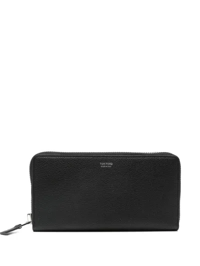Tom Ford Unique Finish Textured Leather Wallet In Black