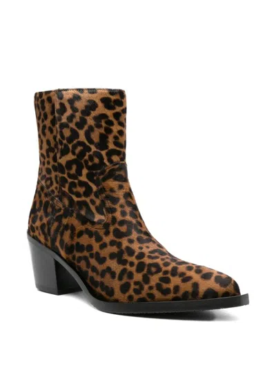 Stuart Weitzman 60mm Leopard-print Boots In Brown
