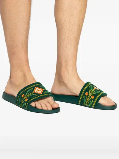 Casablanca Embroidered "terry" Slider Shoes