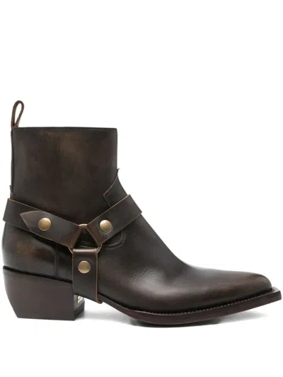 Golden Goose "debbie" Distressed Leather Upper With Removable Accessory Boots Shoes