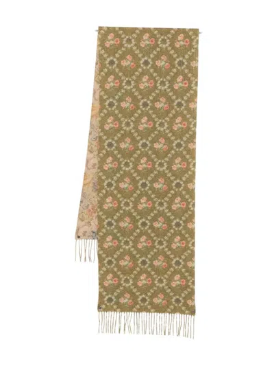 Pierre-louis Mascia Kievnew Floral-pattern Fringed Scarf In Green