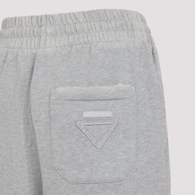 Prada Cotton Fleece Jogging Pants In Gray
