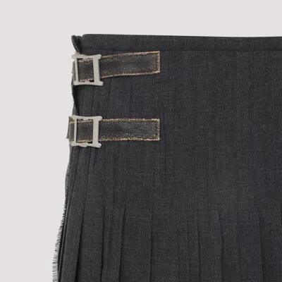 Prada Dark Grey Pleated Skirt In Gray