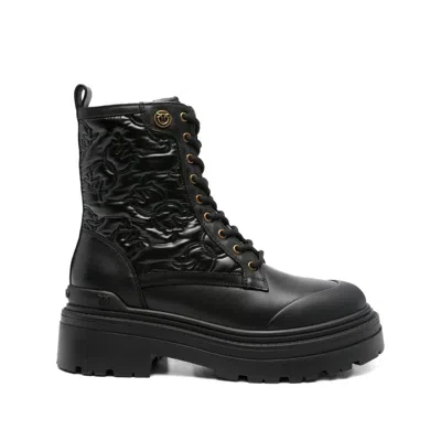 Pinko Mia 25 Chunky Sole Ankle Boot Nylon In Black