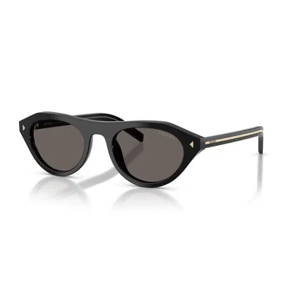 Prada Womens Black Pr B15s Oval-frame Acetate Sunglasses In Black