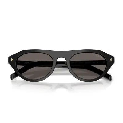 Prada Womens Black Pr B15s Oval-frame Acetate Sunglasses In Black