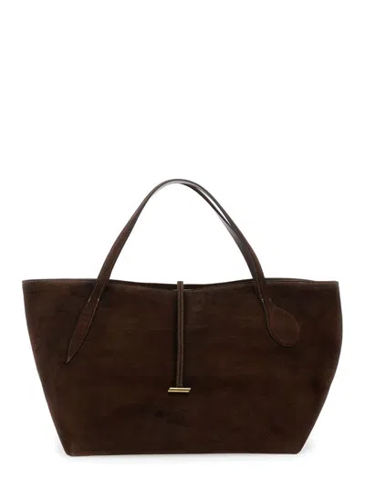 Liffner 'zip Penne' Brown Tote Bag With Two Top Handles And Logo Plaque On The Front