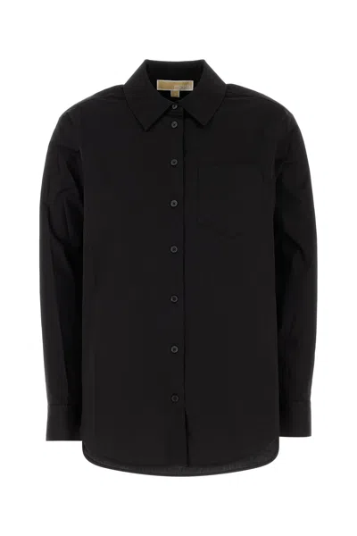 Michael Michael Kors Michael By Michael Kors Black Stretch Poplin Shirt