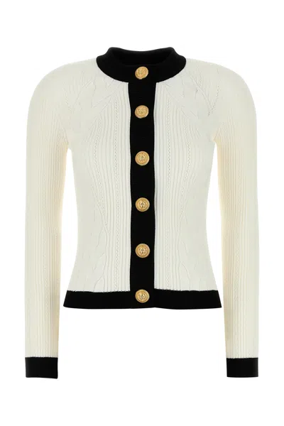 Balmain Women Ls Buttoned Torsade Knit Cardigan