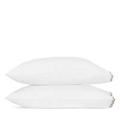 Matouk Stella Scalloped Embroidered Standard Pillowcase, Pair In Brown