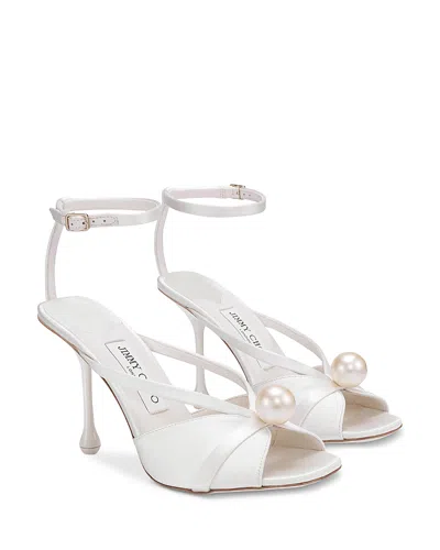 Jimmy Choo 95mm Siva Pearl-embellished Sandals In White