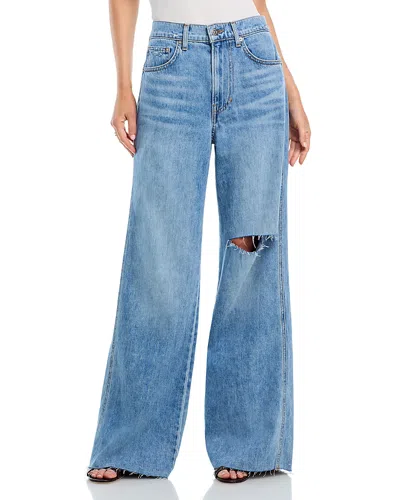 Veronica Beard Kasey Mid Rise Wide Leg Jeans In Bright Lakeshore In Blue