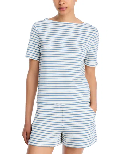 Veronica Beard Hovey Short Sleeve Top In Dove Lake Mist In Multi