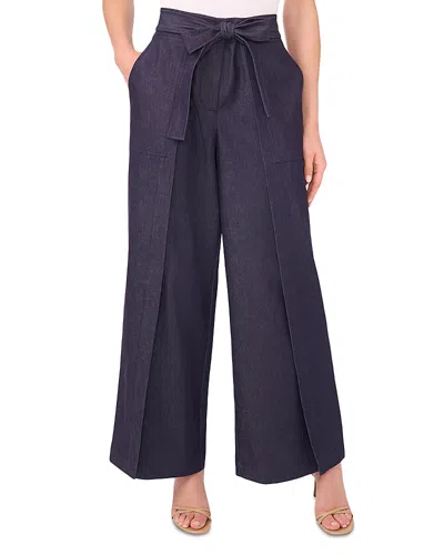 Cece Tie Waist Wide Leg Jeans In Blue