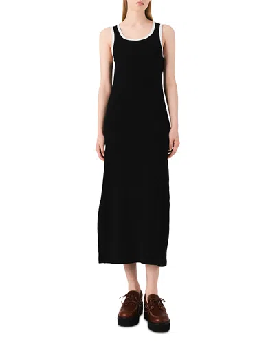 Maje Stretch-cotton Ribbed Maxi Dress In Black